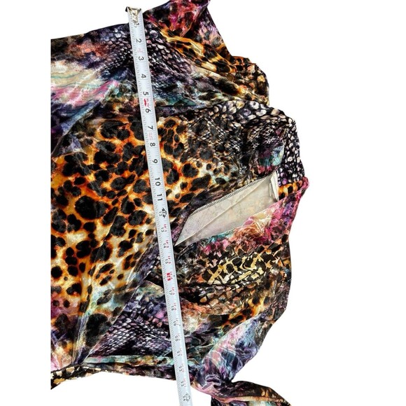 Christopher & Banks Animal Print Half Wrap V-neck XL Leopard Snake Velvet Top - Picture 9 of 11